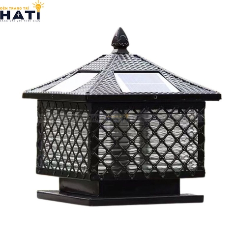 Đèn trụ cổng vuông năng lượng mặt trời Mila màu đen