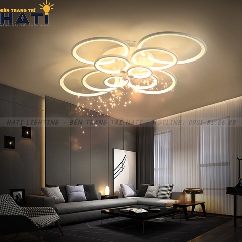 Đèn ốp trần led 10 vòng tròn
