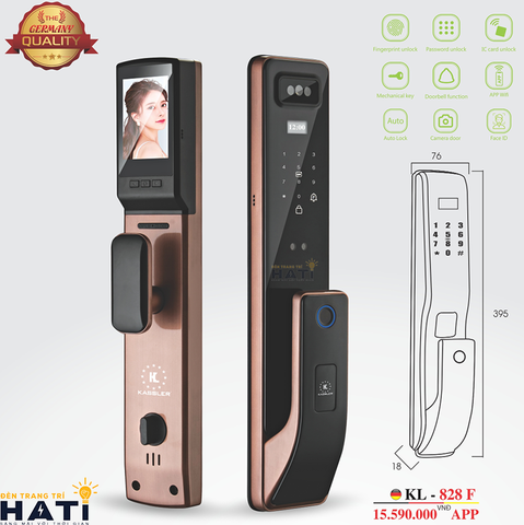 Khóa vân tay cửa gỗ Kassler KL-828 Face ID