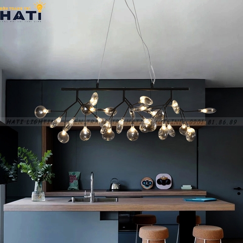 Đèn thả decor Hera 27 lá thân đen hình ngang