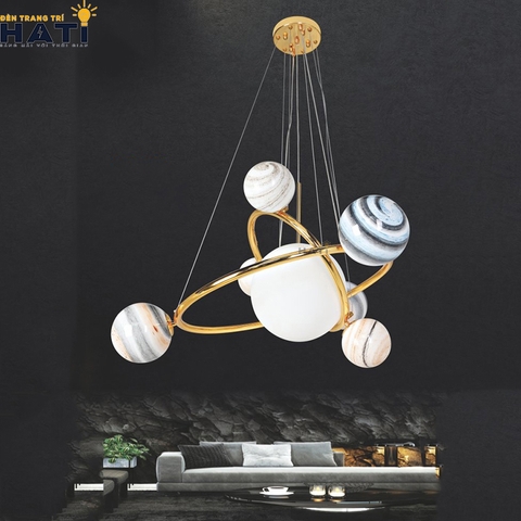 Đèn thả dây tùy chỉnh hệ mặt trời + 6 tiểu hành tinh