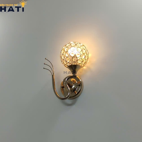 Đèn vách cầu pha lê xi vàng bóng VTN001