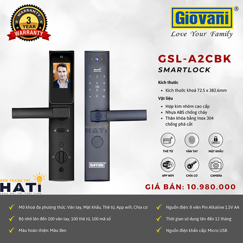 Khóa vân tay cửa gỗ Giovani GSL-A2C