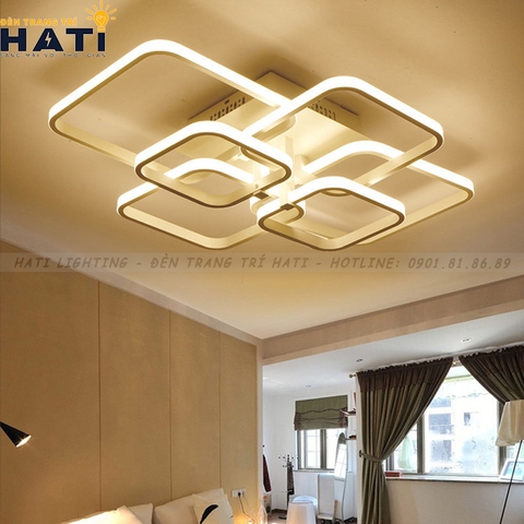 Đèn ốp trần led 6 ô vuông viền ngoài