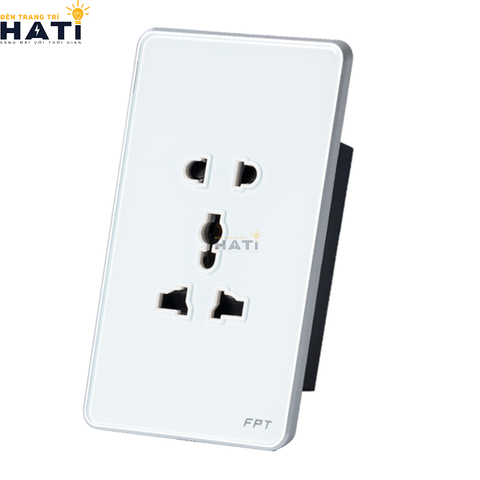 Ổ Cắm Mặt Kính Âm Tường Chữ Nhật màu Trắng
