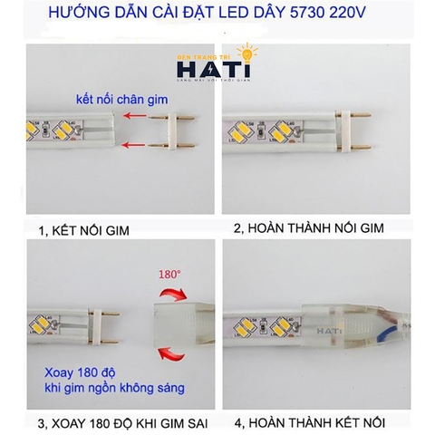 Nguồn dây led 5730 1 màu, 2 chân gim