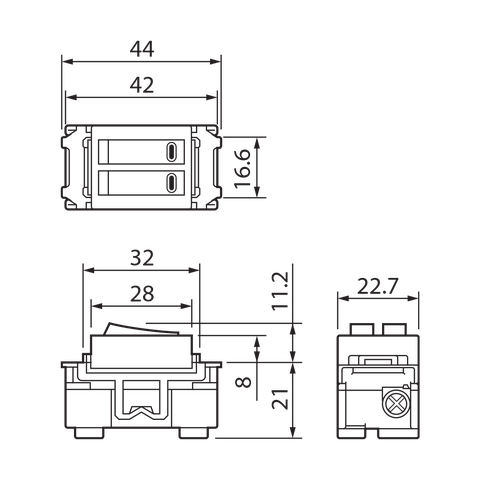 Công tắc B, 1 chiều - loại đôi 