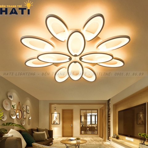 Đèn ốp trần led tai thỏ 12 cánh