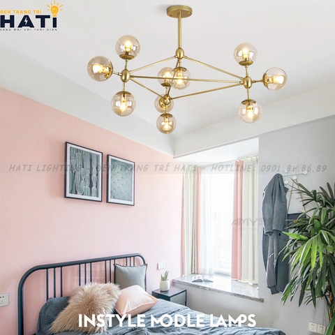 Đèn thả decor Mono thân vàng