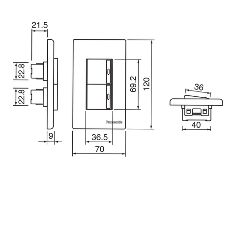 Công tắc B, 1 chiều loại trung