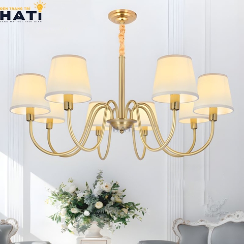 Đèn chùm đồng nguyên chất  Liable 8 bóng