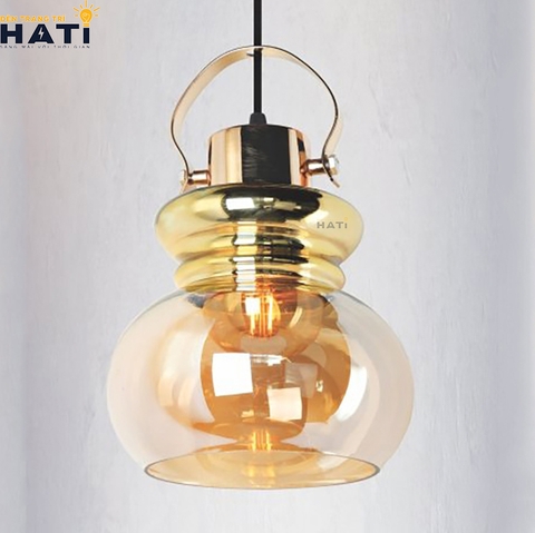 Đèn thả đơn thủy tinh chao trà hình ấm