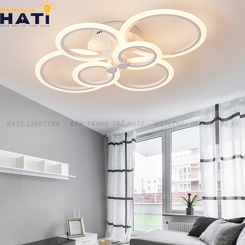 Đèn ốp trần led 6 vòng tròn viền ngoài