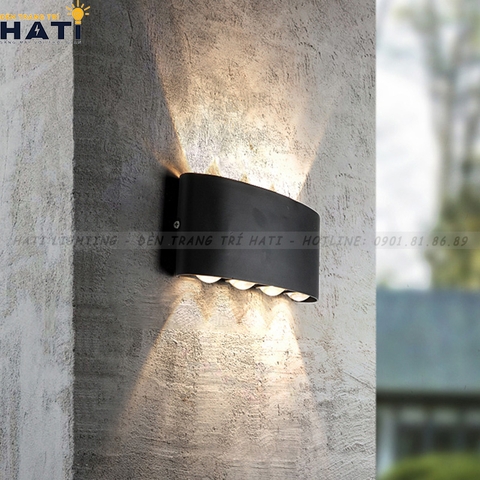 Đèn vách ngoài trời Nekita 8 bóng thân đen