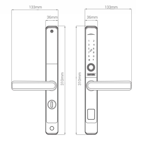 Khóa vân tay cửa nhôm kính  Giovani GSL-582B màu đen