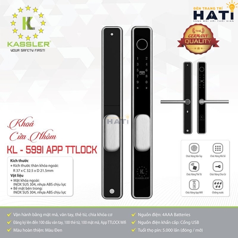 Khóa vân tay cửa nhôm Kassler KL-599I