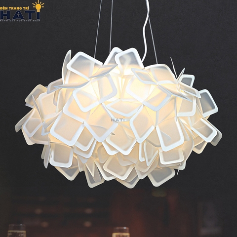 Đèn thả led lá vuông tạo hình đám mây