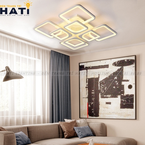 Đèn ốp trần led 4+4 ô vuông