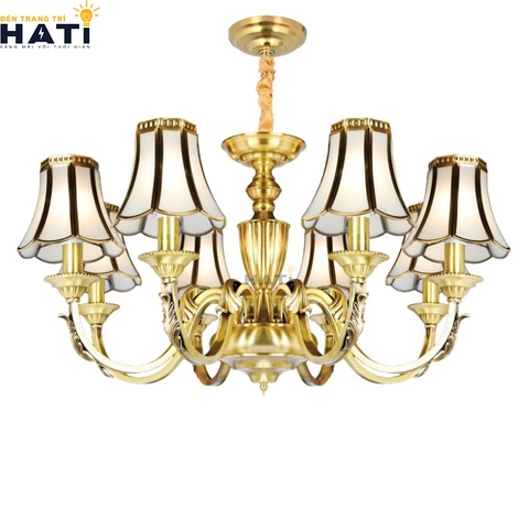Đèn chùm đồng nguyên chất Diligent 8 bóng