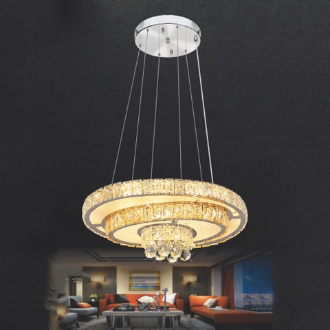Đèn thả led mâm pha lê 3 tầng Elip