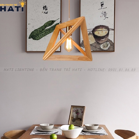 Đèn thả decor tam giác gỗ