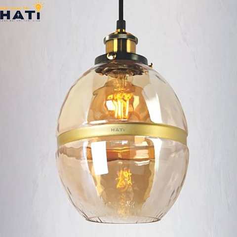 Đèn thả đơn thủy tinh chao trà hình bầu dục