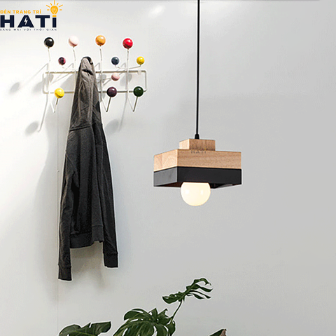 Đèn thả decor Merico vuông gỗ