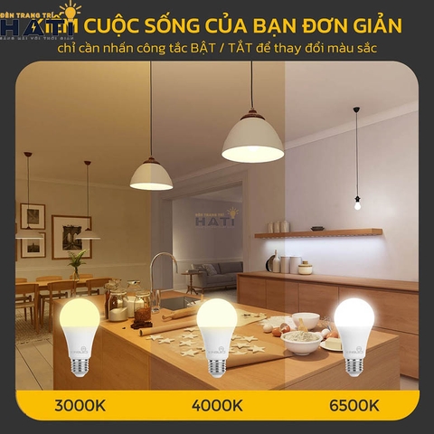 Bóng led búp Kingled 9w 3 chế độ màu