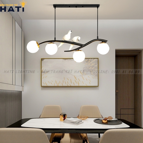 Đèn thả decor cành chim đậu màu đen