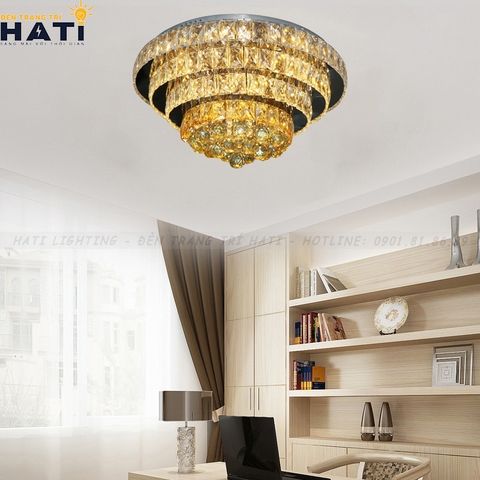 Đèn ốp trần pha lê tròn Clara