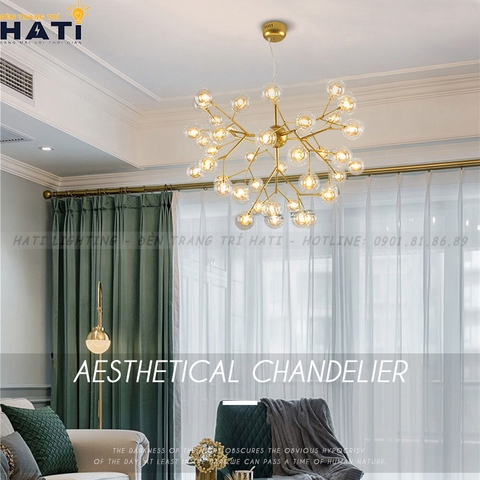 Đèn thả decor Agus 36 chao, khung vàng