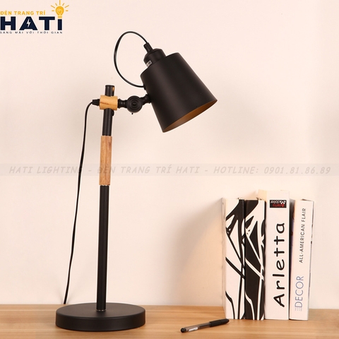 Đèn bàn gỗ hiện đại đọc sách màu đen