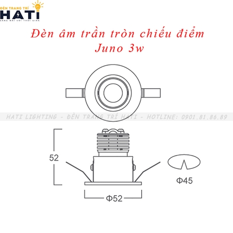 Đèn âm trần chiếu điểm Juno 3w