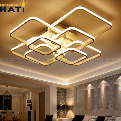 Đèn ốp trần led 8 ô vuông viền ngoài