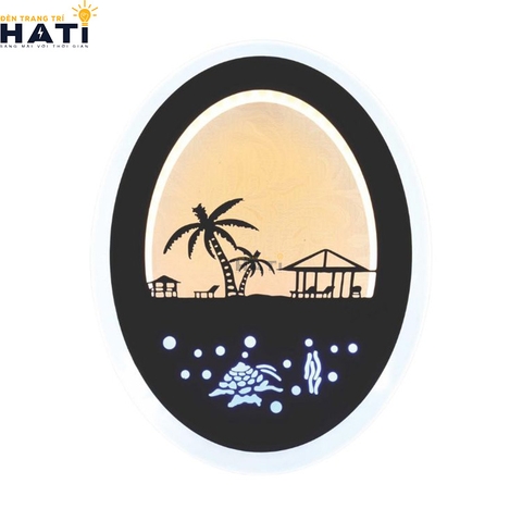 Đèn tường led họa tiết cây dừa, ngôi nhà trên bãi biển