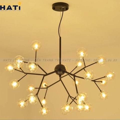 Đèn thả decor Agus 27 chao, khung đen