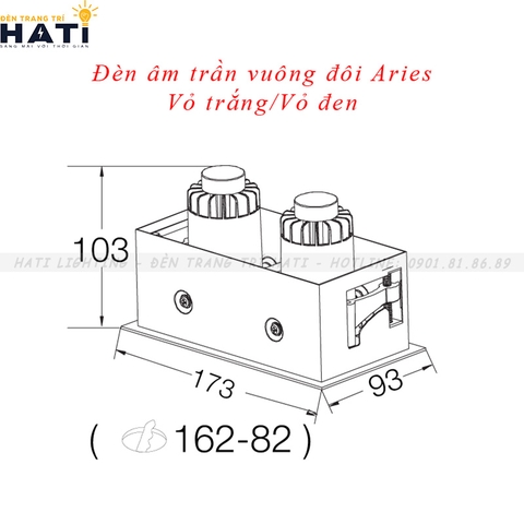 Đèn âm trần vuông đôi Aries 20w