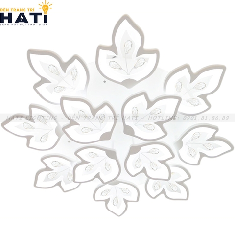 Đèn ốp trần led hình lá phong có hạt pha lê 12 cánh