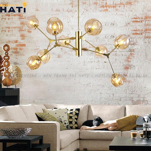 Đèn thả decor Nira 9 tay thân vàng