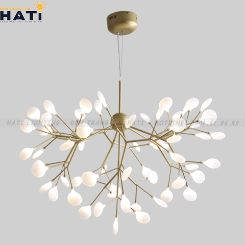 Đèn thả decor Hera 63 lá thân vàng chao đục