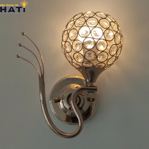 Đèn vách cầu pha lê xi vàng bóng VTN001