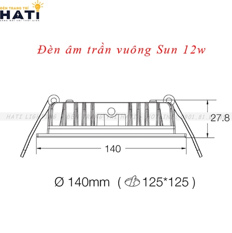 Đèn âm trần vuông Moon 12w