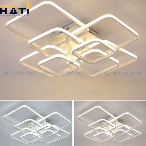 Đèn ốp trần led 8 ô vuông viền ngoài