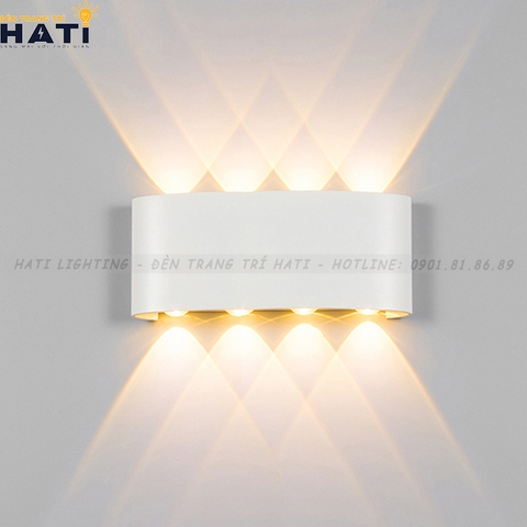 Đèn vách ngoài trời Nekita 8 bóng thân trắng