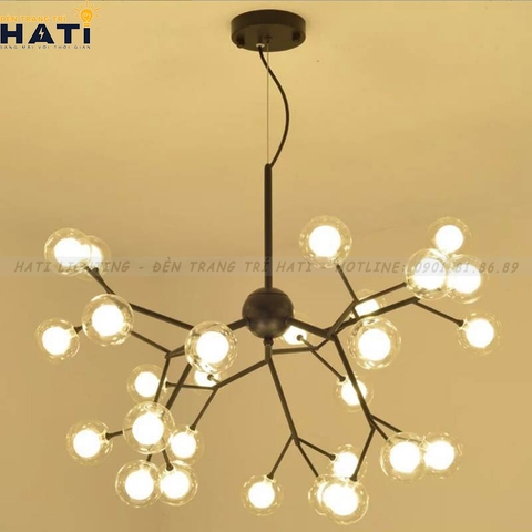 Đèn thả decor Agus 27 chao, khung đen