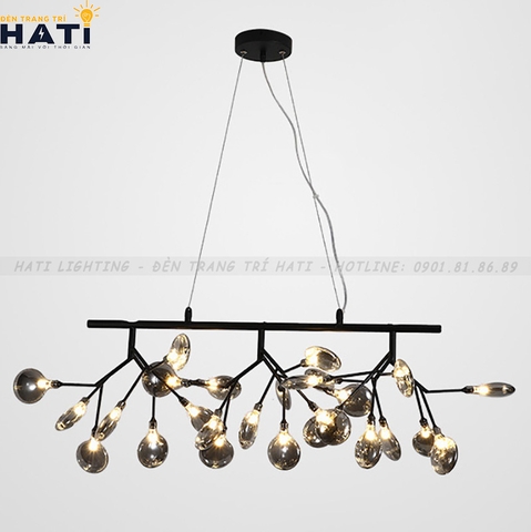 Đèn thả decor Hera 27 lá thân đen hình ngang