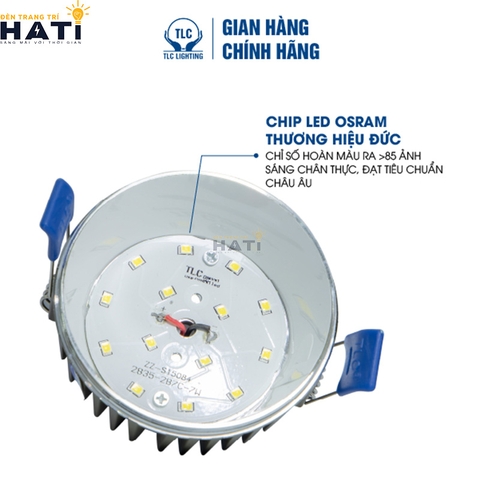 Đèn Led Âm Trần Khối Đúc TOS Viền Vàng 7w-9w-12w