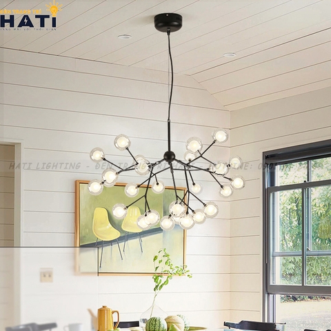 Đèn thả decor Agus 27 chao, khung đen
