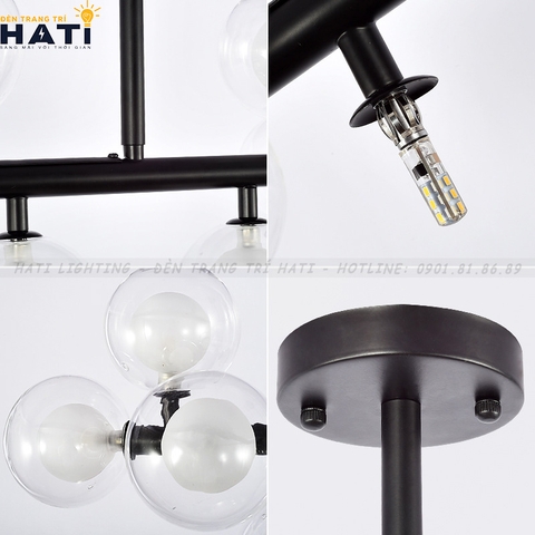 Đèn thả decor Edwin ngang 16 bóng