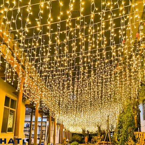 Dây đèn rèm led chớp nháy dạng mưa rơi sợi ngắn
